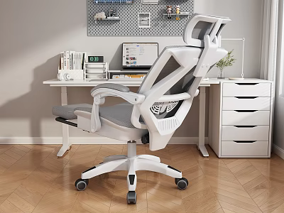 Ergonomic Office Desk Chair Set With Modern Design And Drawer Cabinet 3d model