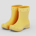 Yellow Kids Rain Boots With Polka Dot Design And Non Slip Rubber Soles