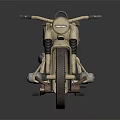 Vintage Motorcycle With Worn Body Yellow Spoked Wheels And Brown Seats