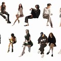 Diverse Group of People in Various Poses Wearing Stylish Casual Outfits