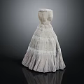 Elegant White Layered Dress With Waist Tie And Flowy Ruffled Skirt