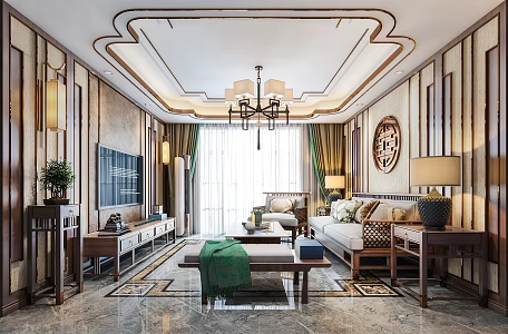 New Chinese Living Room 3d model