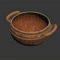 Traditional Copper Bowl With Double Handles And Intricate Carved Patterns For Household Use