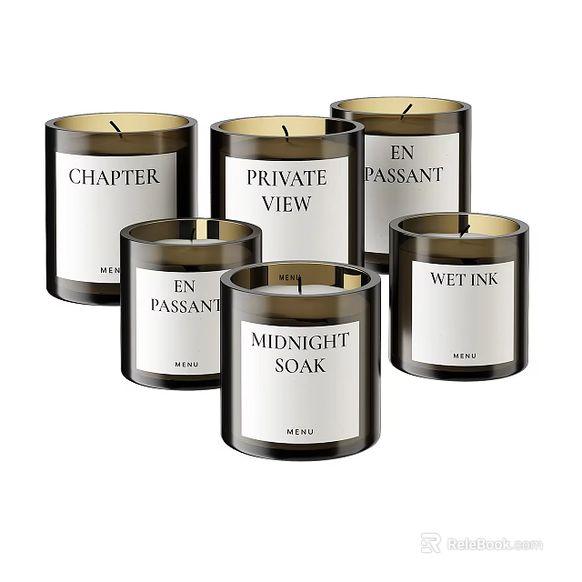 Sleek Scented Candles Collection With Distinct Labels 3d model 