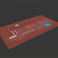 Red Mat Featuring Grid Pattern And Colored Sports Area Layout Design