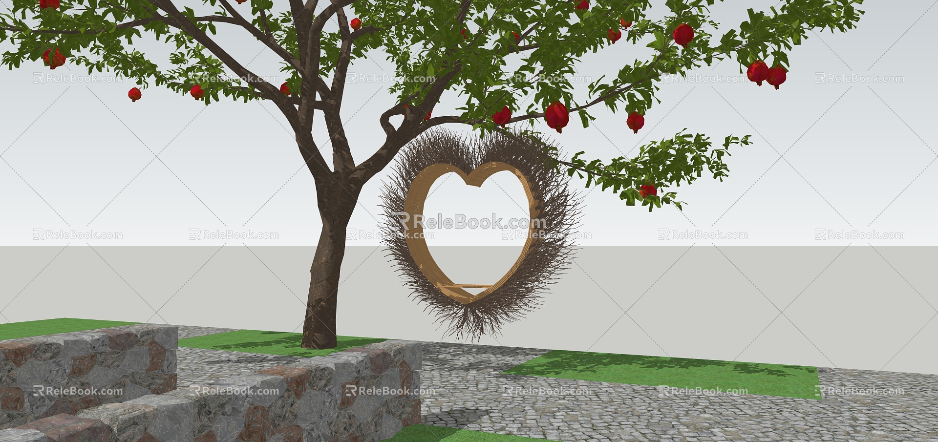 Modern swing heart-shaped swing scenic landscape sketch net red swing model