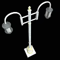 Traditional Roadside Street Lamp With Double Lanterns White Pole And Square Base