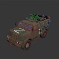 Military Green Armored Tank With Roof Mounted Weapon And White Body Markings