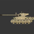 Detailed Tan Military Tank Model With Turret Antennas Gun Barrel Tracks On Dark Metallic Surface