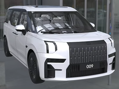 White MPV Car Model 009 With Modern Front Grille And Exterior Design Features 3d model