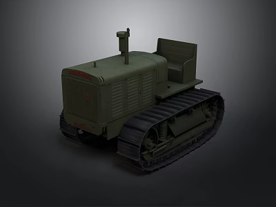Green Tracked Tractor Model With Cabin And Mechanical Structure Details 3d model