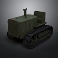 Green Tracked Tractor Model With Cabin And Mechanical Structure Details 3d model