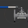 Industrial Metal Ball Valve With Blue Handle And Flange Connection