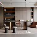 Modern Italian Study Desk and Chair Fidelity Chandelier Stool Lazy Sofa Bookcase Decorative Cabinet Leather Single Chair Painting Carpet 3d model