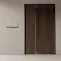 Modern Double Door Design With Herringbone Wood Pattern And Metal Handle 3d model