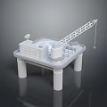 Industrial Offshore Platform Model With Crane Radar And Elevated Support Pillars