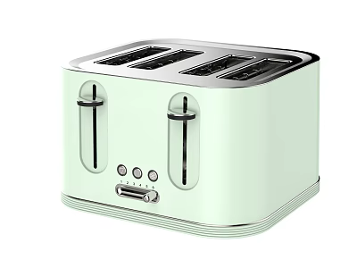 Light Green 4 Slice Toaster With Modern Retro Design And Control Knobs For Kitchen Countertop 3d model