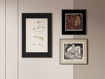 Abstract Paintings Framed on Wall as Creative Modern Interior Art Decor 3d model