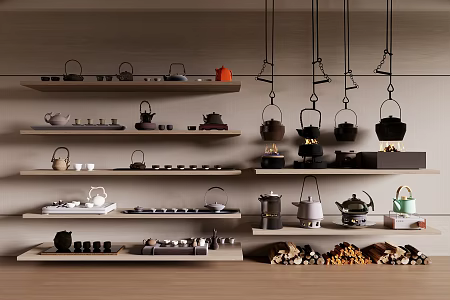 Tea Set Tea Stove 3d model