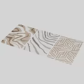 Modern Square Carpet With Wavy And Geometric Patterns In Neutral Tones 3d model