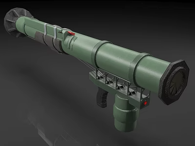 Green Weapon Rocket Launcher With Black Components Grip And Red Details 3d model