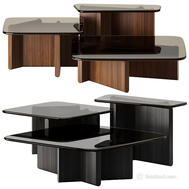 Modern Dressing Table Design With Wooden Structure And Black Glossy Top Surface 3d model