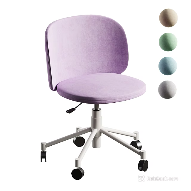 Purple Velvet Swivel Chair With Adjustable Height And Multiple Color Options 3d model 