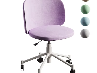 Purple Velvet Swivel Chair With Adjustable Height And Multiple Color Options 3d model
