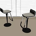 Modern Bar Stools With White Seats Metal Frames And Round Bases By Window Blinds 3d model