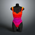 Vibrant Gradient Color Bodysuit With Orange To Pink Hue And Fitted Ruched Design