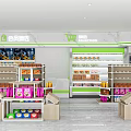 Modern Supermarket Department Store Interior With Shelves Full Of Various Products And Checkout Counter