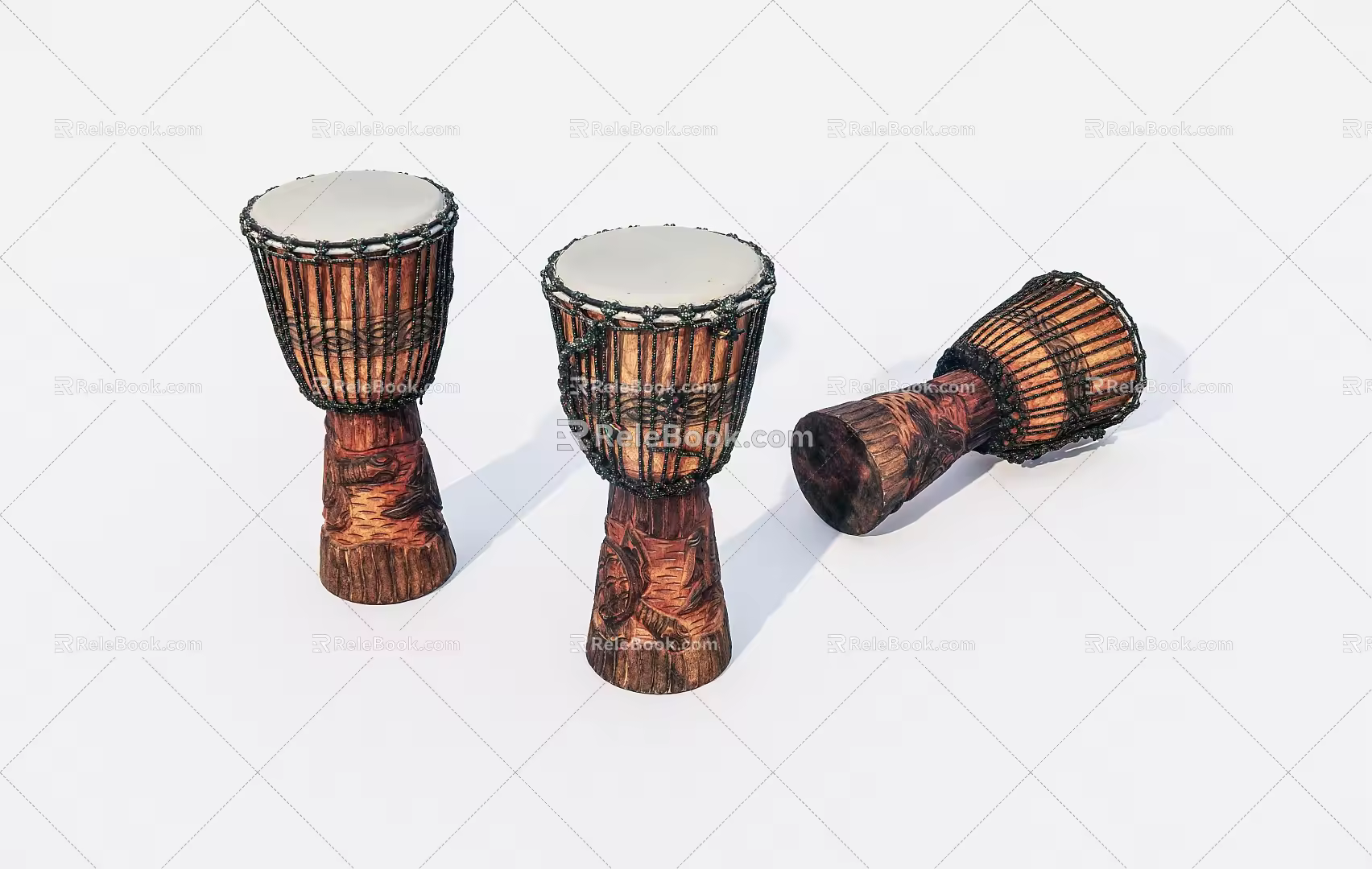 Musical Instruments Old Handmade Drums 3d model