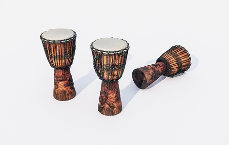 Musical Instruments Old Handmade Drums 3d model