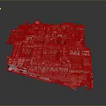 Detailed Architectural Model of Historic Building Complex with Domes Red Roofs and Courtyards