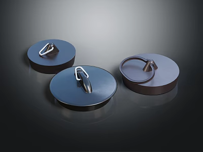 Three Round Metal Hardware Tools with Ring Handles and Smooth Surface 3d model