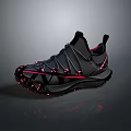 Modern Black Gray Athletic Shoes with Pink Accents Straps and Textured Sole for Daily Wear