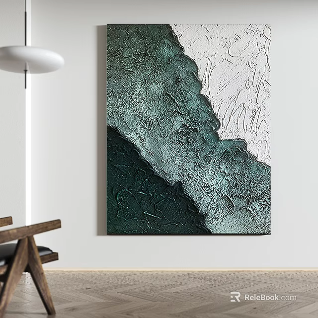 Textured Abstract Green And White Wall Art For Modern Interior Decor 3d model 