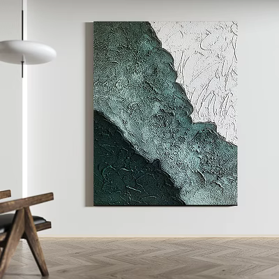 Textured Abstract Green And White Wall Art For Modern Interior Decor 3d model