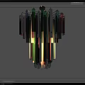 Modern Multicolored Glass Chandelier with Hanging Decorative Elements for Interior Design
