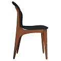 Modern Leisure Chair With Black Leather Seat And Wooden Frame Design