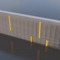 Modern Landscape Wall With Gray Vertical Slats And Yellow Accent Strips 3d model