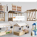 Garden Kiosk Designs Featuring Wooden Frames Various Canopies And Display Counters