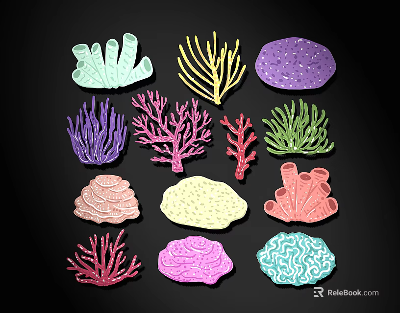 Colorful Coral Shaped Wall Decor With Various Colors And Decorative Designs 3d model 