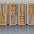 Modern Wooden Hinged Doors With Geometric Pattern For Interior Design 3d model