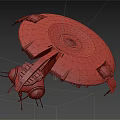 Futuristic Circular Spaceship 3D Model With Blue White Design And Transparent Cockpit