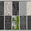 Natural Stone and Wood Texture Samples with Various Patterns in Display Frame
