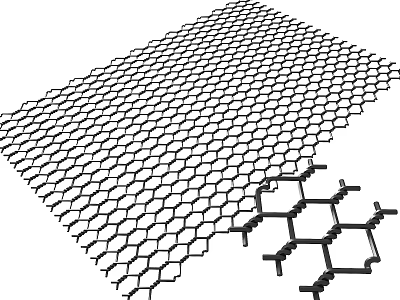 Hexagonal Wire Mesh Fence With Interconnected Metal Nodes For Safety 3d model