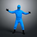Blue Full Body Protective Suit With Hood Gloves And Black Boots