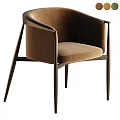 Modern Minimalist Leisure Chair With Brown Velvet Upholstery And Dark Metal Frame