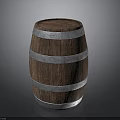 Classic Wooden Barrel With Rustic Wood Construction And Metal Hoops